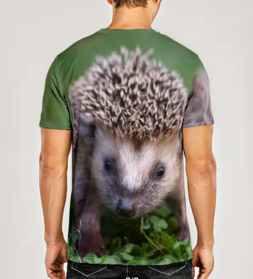 Unisex T-shirt med pindsvineunge - Billede 2